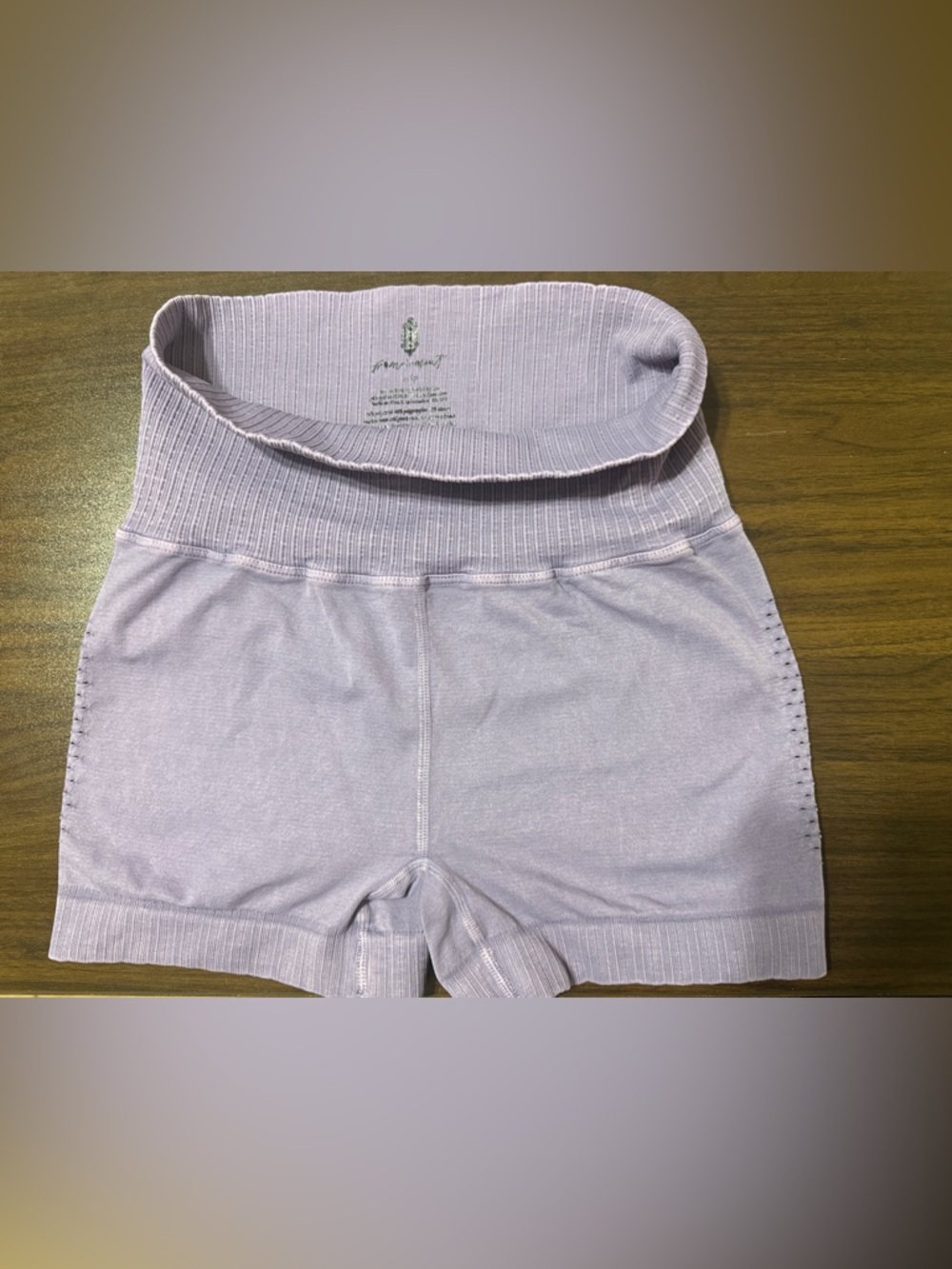 FP Movement by Free People Lavender High-Waist Ribbed Bike Shorts